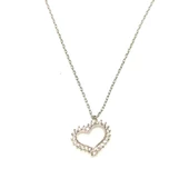 925 Ayar Gümüş Kalpli Model Kolye, Beyaz Taş thumbnail 4