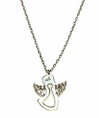 Melek Modeli 925 Ayar Gümüş Kolye, Beyaz - Beyaz Taş thumbnail 2