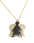 925 Ayar Gümüş Melekli Kolye, Beyaz Taş thumbnail 5