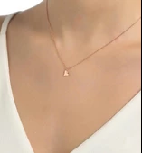 925 Ayar Gümüş Minik Kalp Kolye, Beyaz thumbnail 7