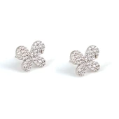 925 Ayar Gümüş Kelebek Küpe, Beyaz - Beyaz Taş thumbnail 2