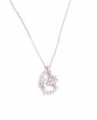 925 Ayar Gümüş Çift Kalp Kolye, Beyaz - Beyaz Taş thumbnail 3