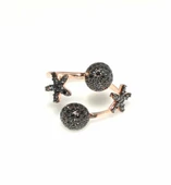 925 Ayar Gümüş Yarım Yuvarlak ve Yıldız Yüzük, Pembe thumbnail 2