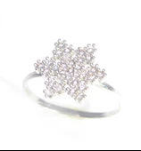 925 Ayar Gümüş Kar Tanesi Yüzük Beyaz - Beyaz Taş thumbnail 3