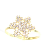 925 Ayar Gümüş Kar Tanesi Yüzük Beyaz - Beyaz Taş thumbnail 4