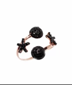 925 Ayar Gümüş Yarım Yuvarlak ve Yıldız Yüzük, Pembe thumbnail 4