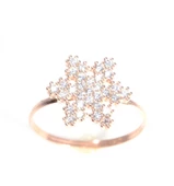 925 Ayar Gümüş Kar Tanesi Yüzük Beyaz - Beyaz Taş thumbnail 2