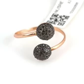 925 Ayar Gümüş Yarım Toplu Yüzük, Pembe thumbnail 2