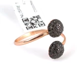 925 Ayar Gümüş Yarım Toplu Yüzük, Pembe thumbnail 3