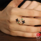 925 Ayar Gümüş Çemberli Kelebek Yüzük, Sarı thumbnail 1