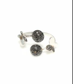 925 Ayar Gümüş Yarım Yuvarlak ve Kelebek Yüzük, Beyaz thumbnail 1