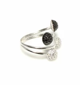 925 Ayar Gümüş Top Yüzük, Beyaz thumbnail 2