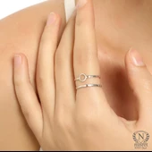 925 Ayar Gümüş Yuvarlak Yüzük, Pembe thumbnail 2