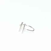 925 Ayar Gümüş Çubuk Ayarlanabilir Yüzük, Beyaz thumbnail 4