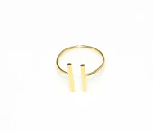 925 Ayar Gümüş Çubuk Ayarlanabilir Yüzük, Sarı thumbnail 4