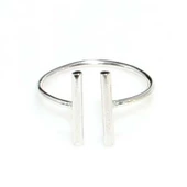 925 Ayar Gümüş Çubuk Ayarlanabilir Yüzük, Beyaz thumbnail 6