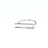 925 Ayar Gümüş Çift Çubuk Yüzük, Beyaz thumbnail 2