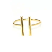 925 Ayar Gümüş Çubuk Ayarlanabilir Yüzük, Sarı thumbnail 1