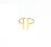 925 Ayar Gümüş Çubuk Ayarlanabilir Yüzük, Sarı thumbnail 5