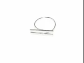 925 Ayar Gümüş Çift Çubuk Yüzük, Beyaz thumbnail 4