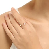 925 Ayar Gümüş Minik Yıldız Taşlı Yüzük, Pembe thumbnail 9