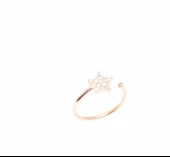 925 Ayar Gümüş Minik Yıldız Taşlı Yüzük, Pembe thumbnail 3