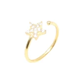 925 Ayar Gümüş Minik Yıldız Taşlı Yüzük, Sarı thumbnail 5