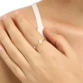 925 Ayar Gümüş Minik Yıldız Taşlı Yüzük, Sarı thumbnail 1