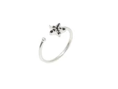 925 Ayar Gümüş Minik Yıldız Taşlı Yüzük, Beyaz - Siyah Taş thumbnail 6