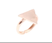 925 Ayar Gümüş Minik Üçgen Yüzük, Pembe thumbnail 1
