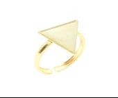 925 Ayar Gümüş Minik Üçgen Yüzük, Sarı thumbnail 2