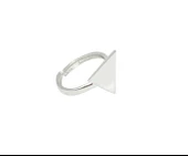 925 Ayar Gümüş Minik Üçgen Yüzük, Beyaz thumbnail 4