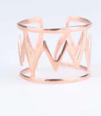 925 Ayar Gümüş Şerit Yüzük, Pembe thumbnail 2