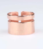 925 Ayar Gümüş Kalın Şerit Yüzük, Pembe thumbnail 3