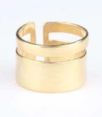 925 Ayar Gümüş Kalın Şerit Yüzük, Sarı thumbnail 1