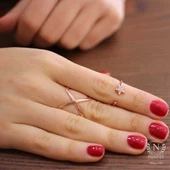 925 Ayar Gümüş X Yüzük, Pembe thumbnail 2