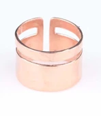 925 Ayar Gümüş Kalın Şerit Yüzük, Pembe thumbnail 4