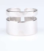 925 Ayar Gümüş Kalın Şerit Yüzük, Beyaz thumbnail 2