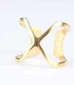 925 Ayar Gümüş X Yüzük, Sarı thumbnail 2