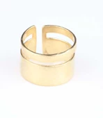 925 Ayar Gümüş Kalın Şerit Yüzük, Sarı thumbnail 4