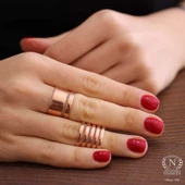 925 Ayar Gümüş Kalın Şerit Yüzük, Pembe thumbnail 5