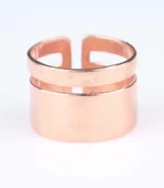 925 Ayar Gümüş Kalın Şerit Yüzük, Pembe thumbnail 2