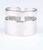 925 Ayar Gümüş Kalın Şerit Yüzük, Beyaz thumbnail 4