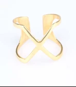 925 Ayar Gümüş X Yüzük, Sarı thumbnail 3