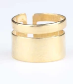 925 Ayar Gümüş Kalın Şerit Yüzük, Sarı thumbnail 3