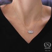 925 Ayar Gümüş Sedef Taşlı Sonsuzluk Kolyesi thumbnail 7