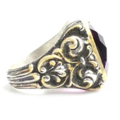 925 Ayar Gümüş Kare Ametist Taşlı Erkek Yüzüğü thumbnail 3