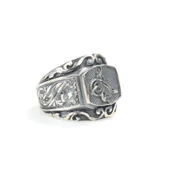 925 Ayar Gümüş Osmanlı Tuğrası Desenli Kalemkar Erkek Yüzüğü thumbnail 2