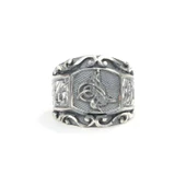 925 Ayar Gümüş Osmanlı Tuğrası Desenli Kalemkar Erkek Yüzüğü thumbnail 4
