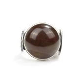 925 Ayar Gümüş Yeşil Renk Sıkma Kehribar Taşlı Kalemkar Erkek Yüzüğü thumbnail 5